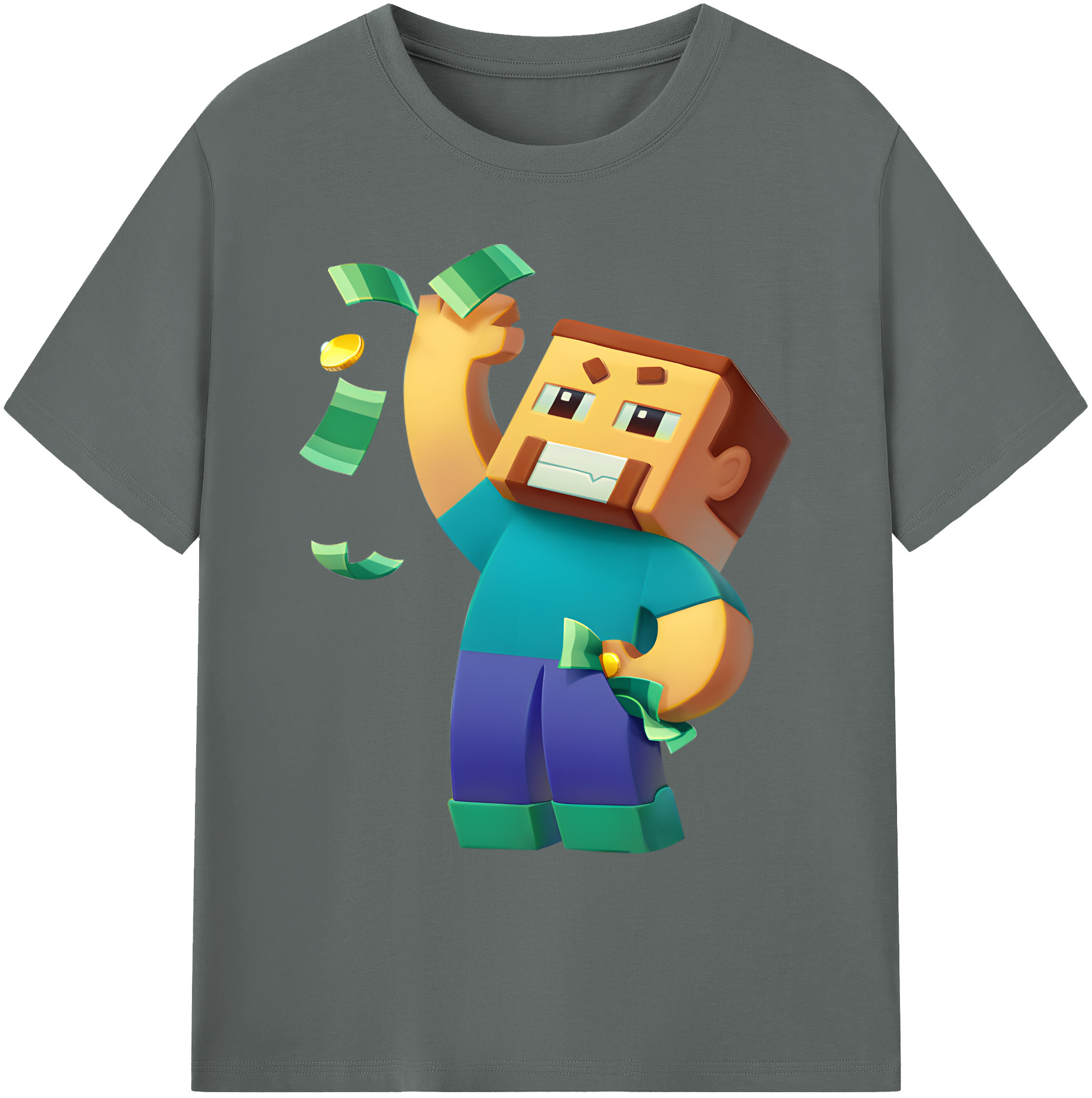 （画像用） マインクラフト ブロックの世界 Minecraft MC Block world 綿100％ メンズ半袖Tシャツ｜肌触りやわらか＆通気性